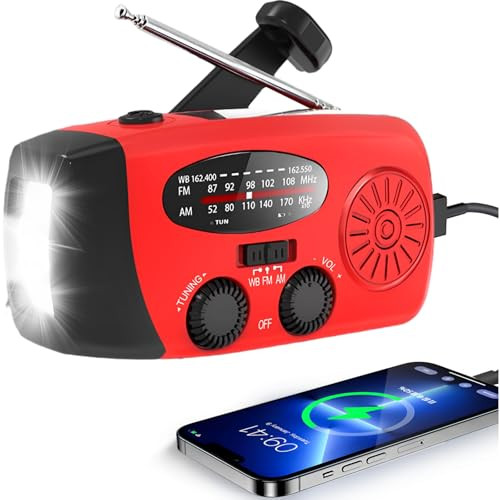 Hand Crank Emergency Radio, AM/FM/NOAA Weather Radio with 2000mAh/7400mWh