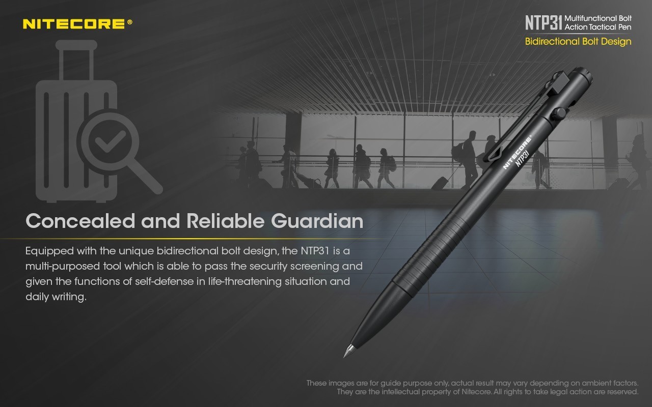NITECORE NTP31 Bolt Action Aluminum Alloy Tactical Pen W/ Tungsten Glass Breaker