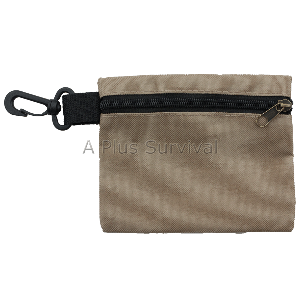 Small Multi Purpose Brown Zipper Bag with Clip – First Aid Parts Survival Kits