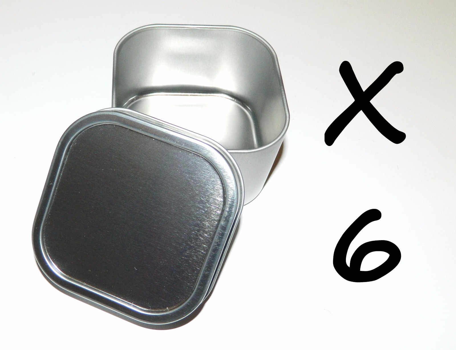 6 X 8-oz Square Slip On Lid Survival Metal Tin Can Container Box Kit Crafts Use