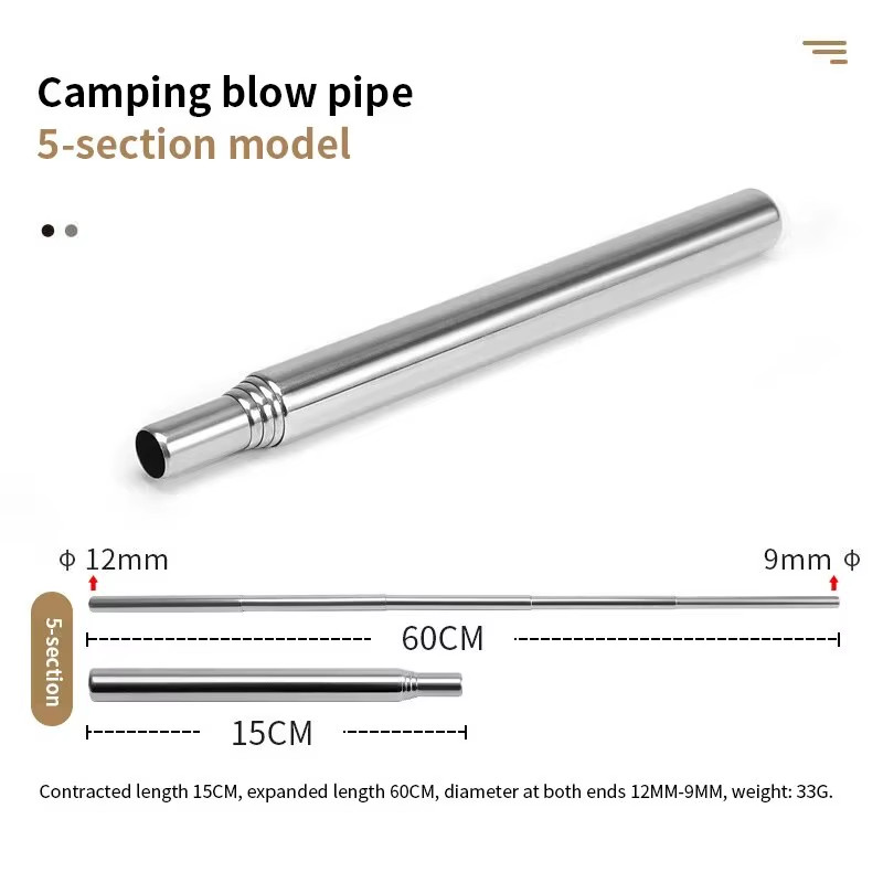 Outdoor Camping Blow Fire Tube Blowpipe Collapsible High Effective Tiny Beach Ga