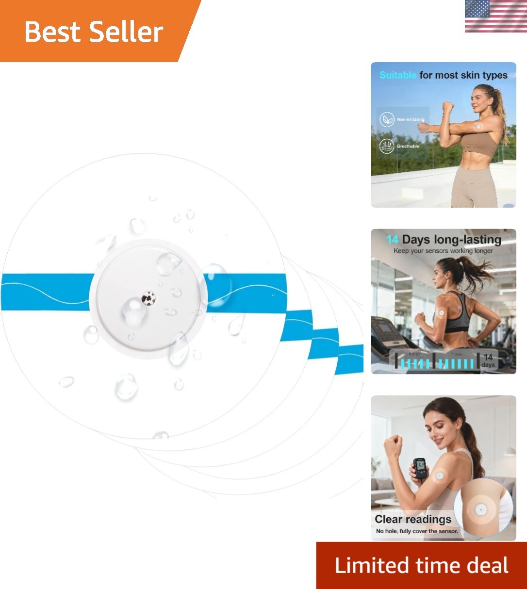 Transparent Pre-Cut Adhesive Covers for CGM – 20 Pack, Waterproof & Strong Stick