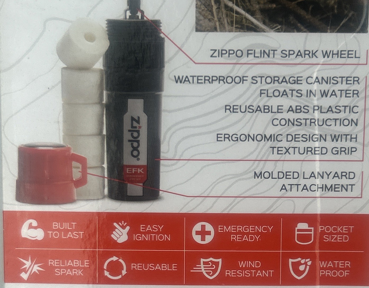 ZIPPO 40571 Emergency Fire Kit, Waterproof Storage Canister – Survival, Camping
