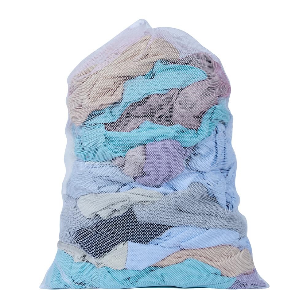Heavy Large Mesh Laundry Bags,24 x 36 inches Travel One Size, White