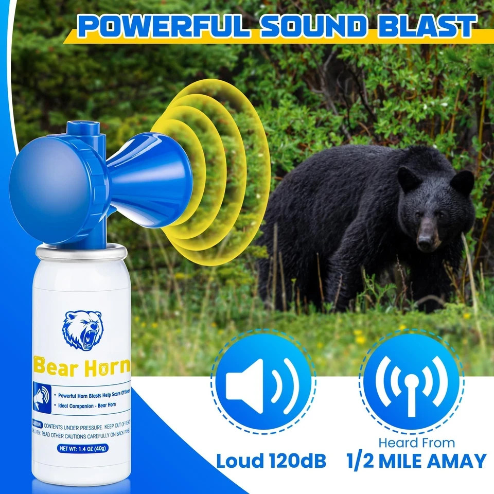 4 Pack 1.4oz Bear Horn Self Defense Loud Air Horn for Wild Animals 120dB Heard