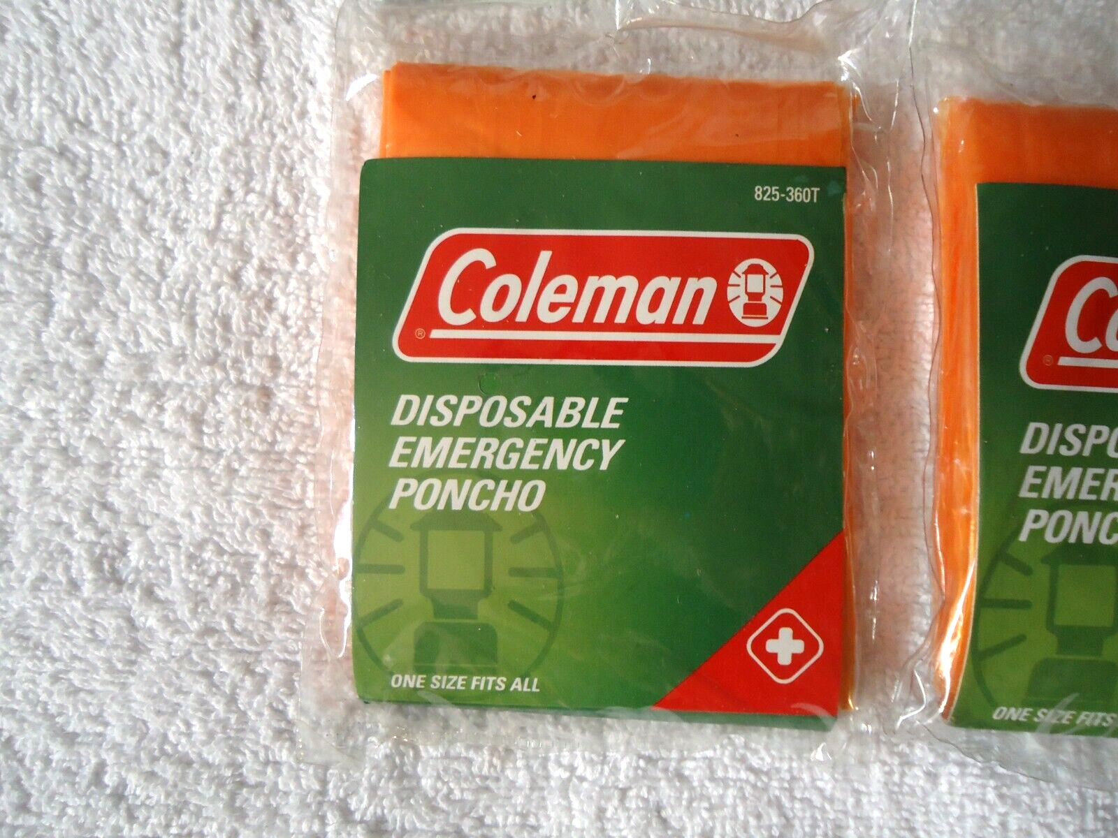 Lot Of 2 ” NIP ” Coleman # 825-360T Orange Disposable Ponchos One Size Fits All