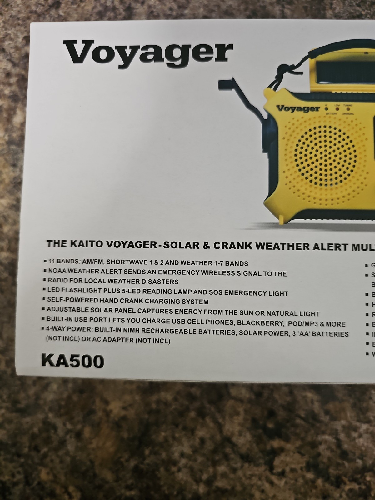 Red Kaito KA500 Voyager Solar Crank Battery Survival Radio AM FM Shortwave NEW
