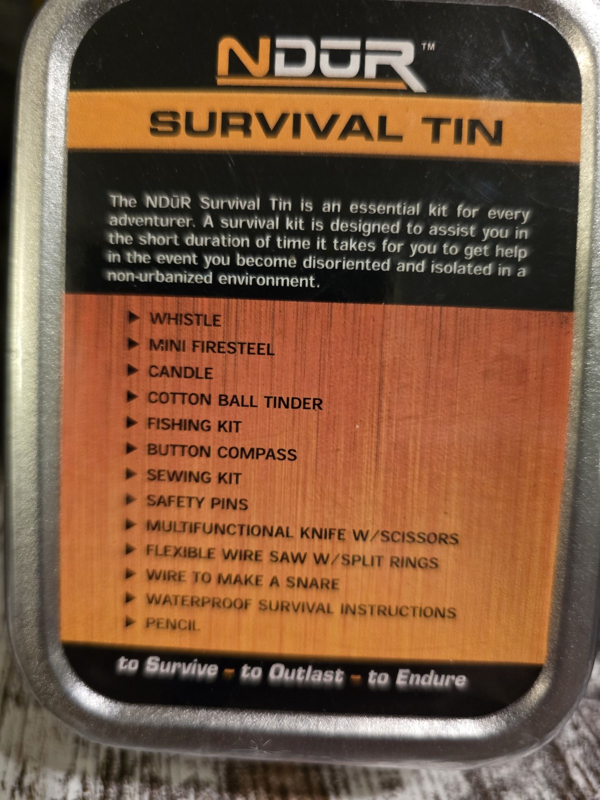 NDūR® Survival Tin Emergency Kit esigned for the British SAS -31150