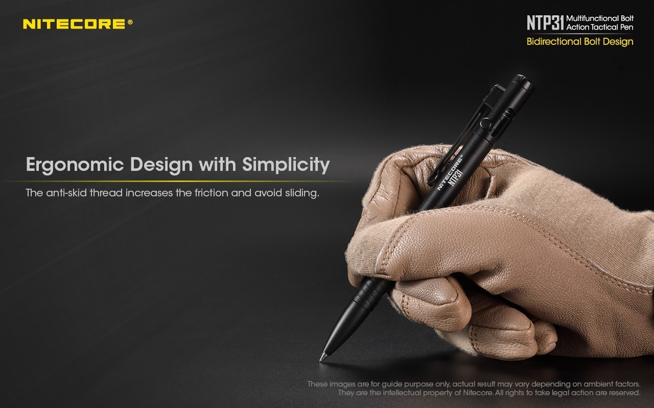 NITECORE NTP31 Bolt Action Aluminum Alloy Tactical Pen W/ Tungsten Glass Breaker