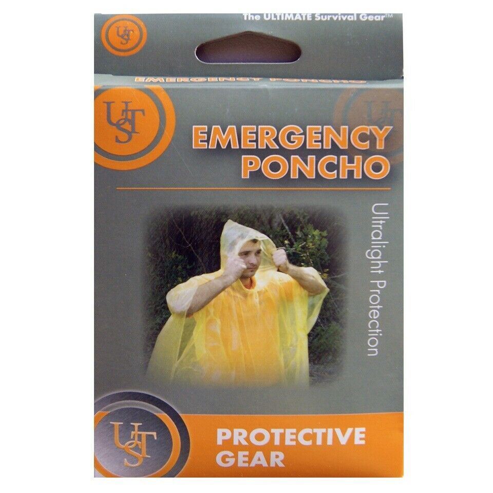 Poncho Rain Cover Protection Compact Emergency Ultralight Yellow Camping New
