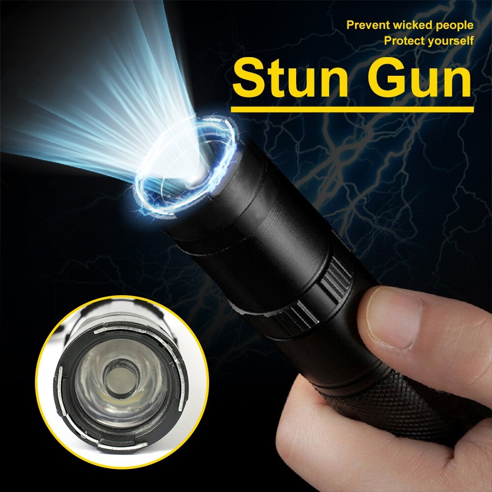 Stun Gun 1101 700 BV Heavy Duty Metal Rechargeable LED Flashlight Black