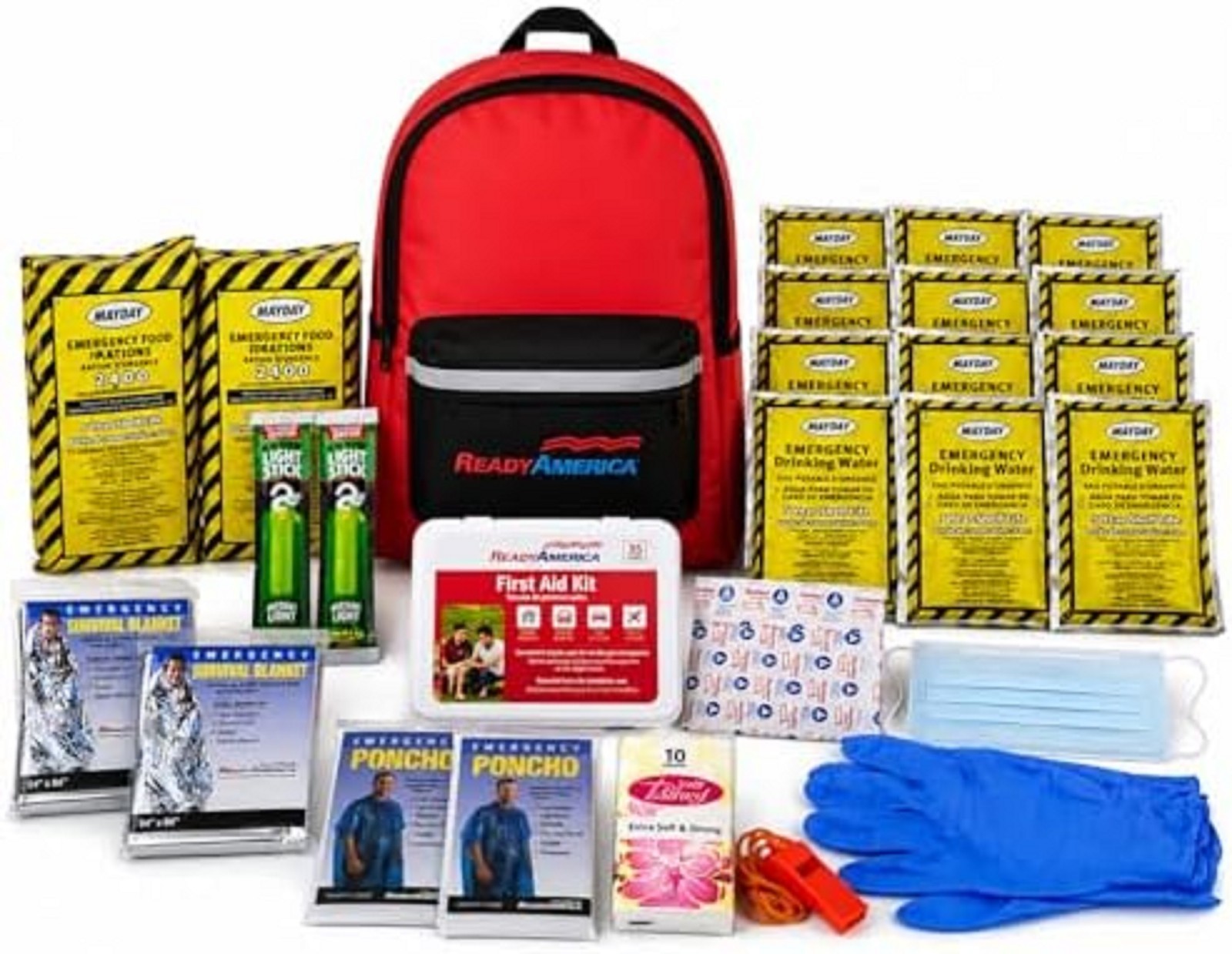70280 72 Hour Emergency Kit, 2-Person, 3-Day Backpack, Includes First Aid Kit, S