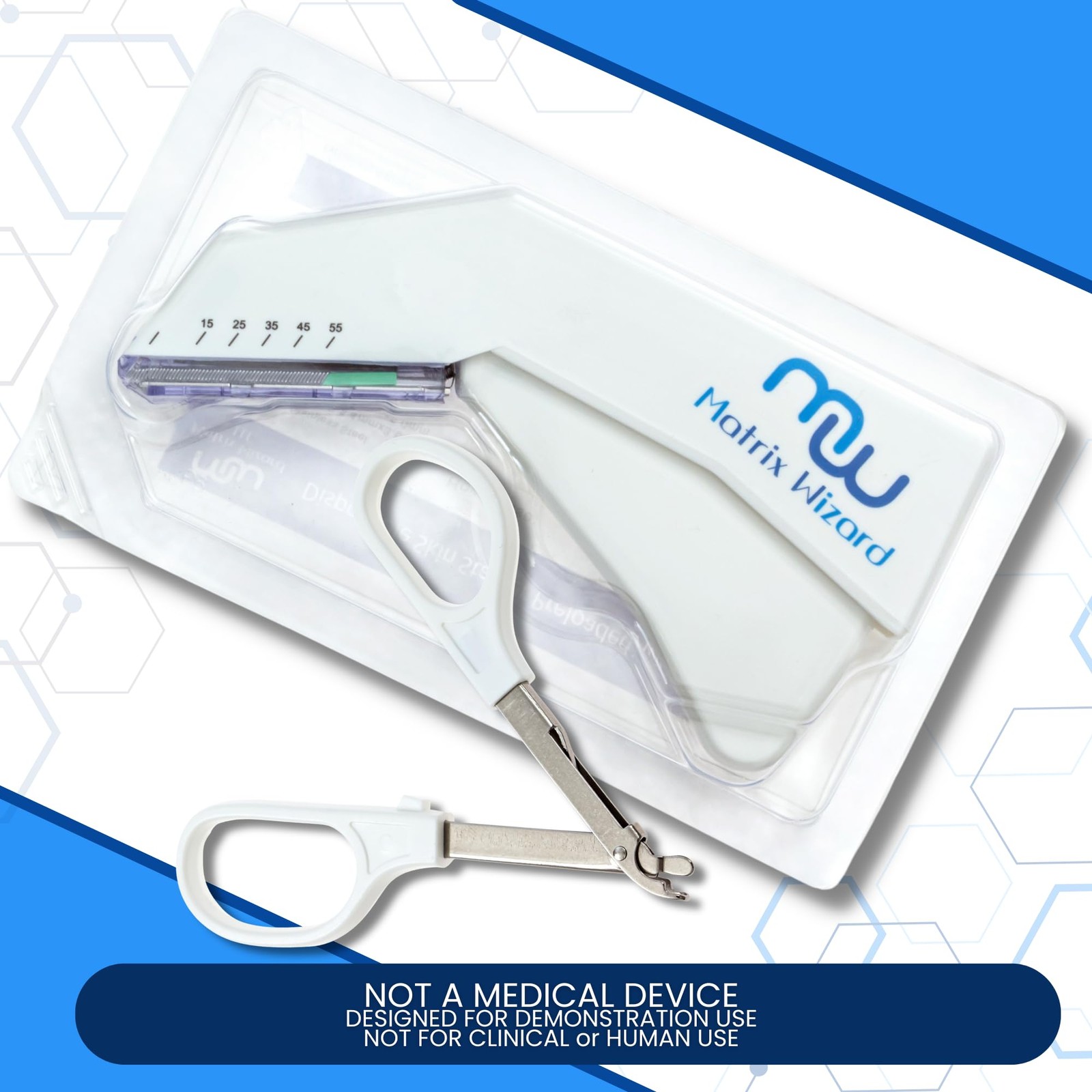 Disposable Skin Stapler (Suture Thread Alternative) with 55 Preloaded White