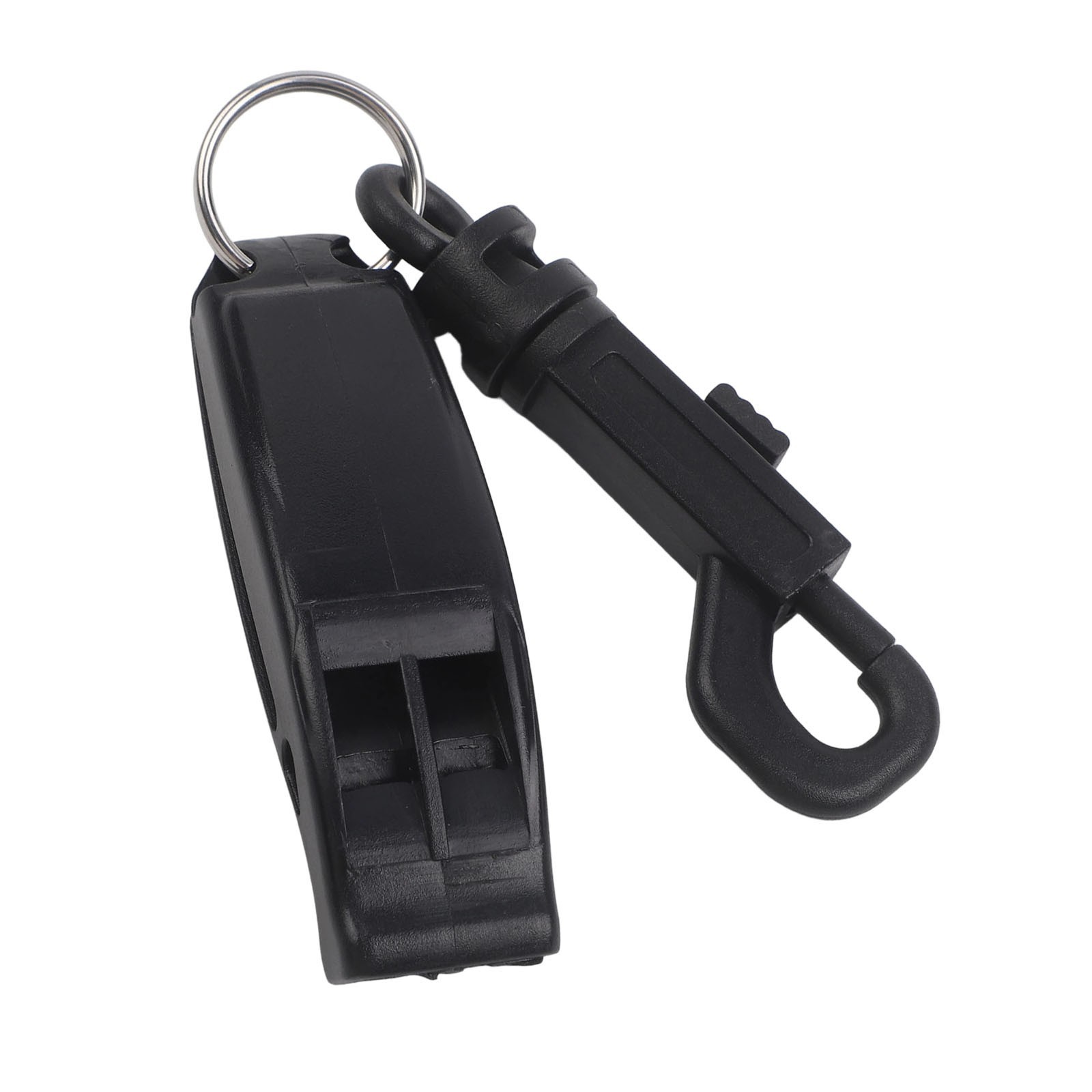 Survival whistle for hiking and camping with secure nylon lanyard hole
