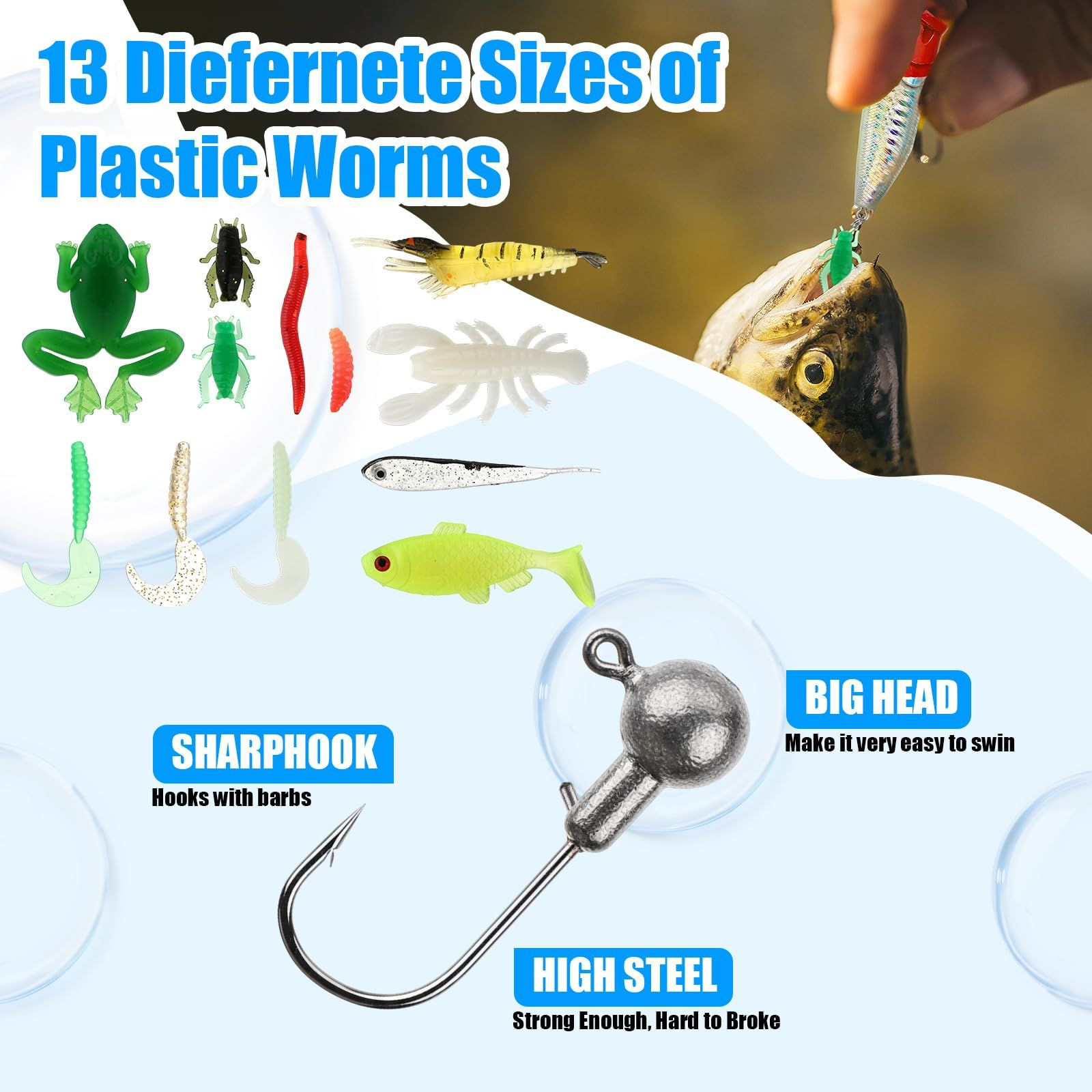 JolliLudo 78 Pcs Fishing Lures Kit with As shown in the figure, multicolored