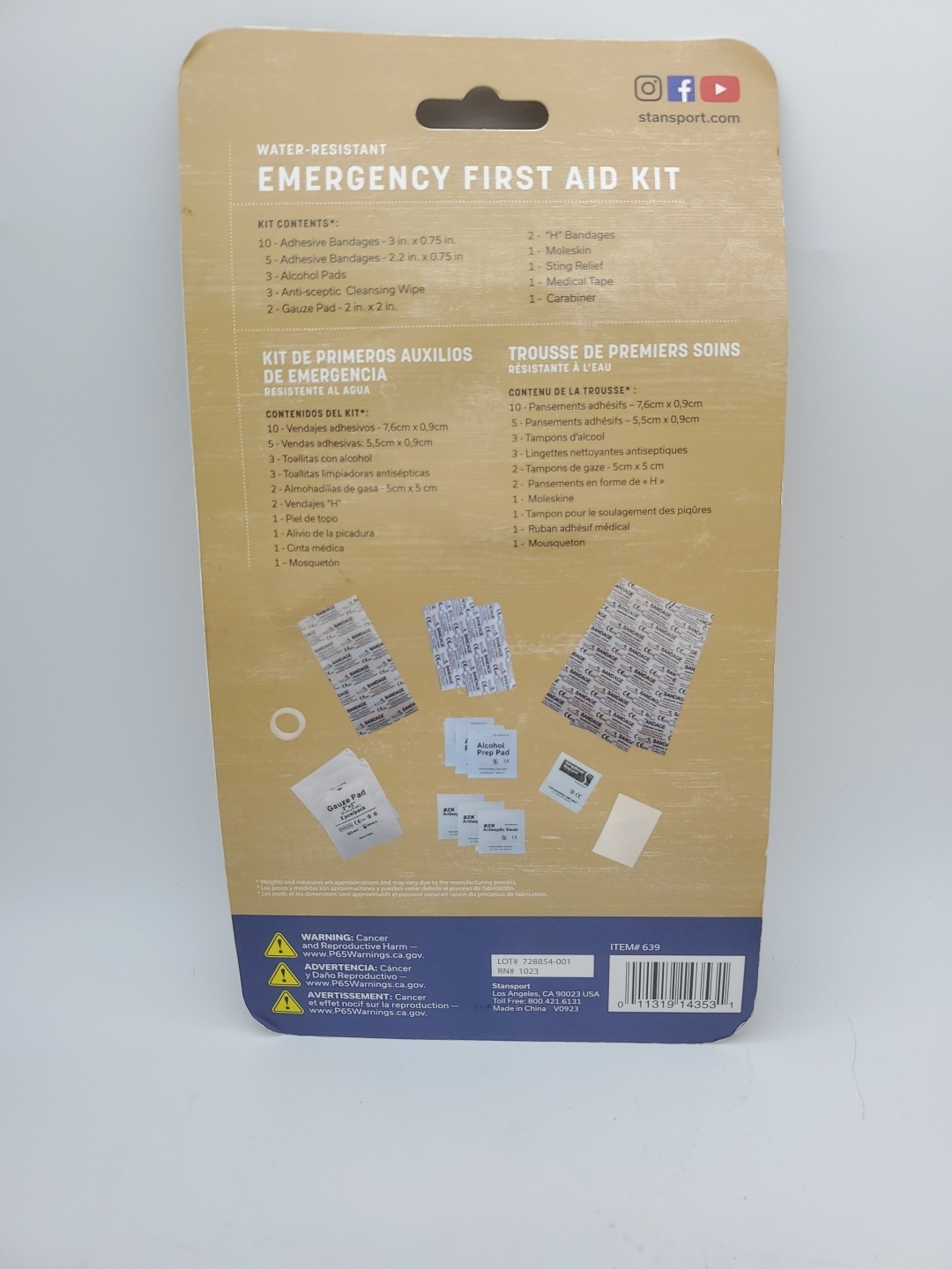 Stansport Water-Resistant Emergency First Aid Kit