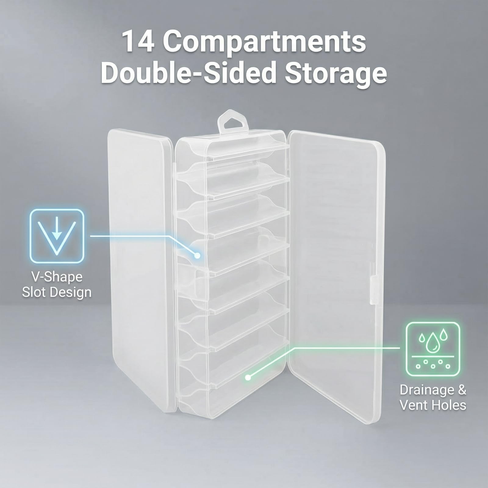 OriGlam Fishing Lure Box Tackle Storage Trays – Double Side 14 Clear