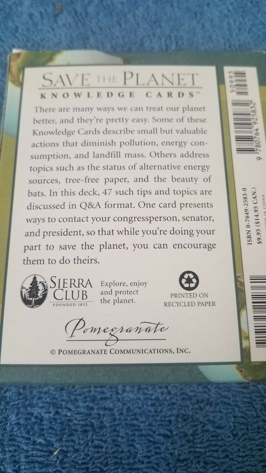 Sierra Club Save the Planet Knowledge Cards