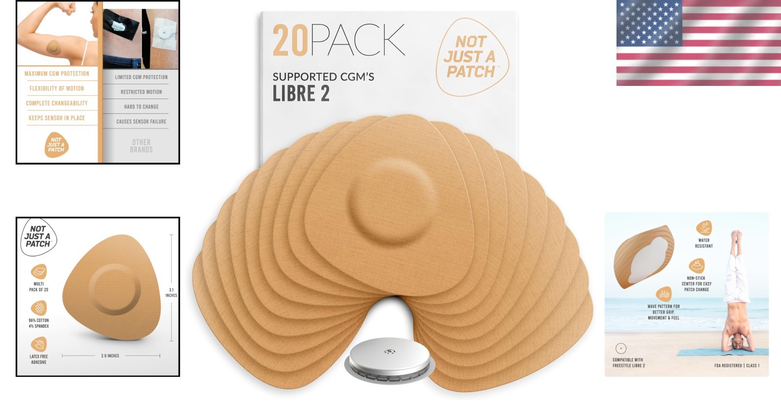 Water-Resistant Freestyle Libre 2 Patches – 20 Pack