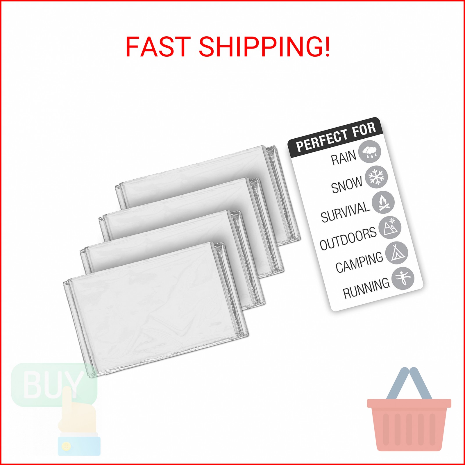 Swiss Safe 4 Pack Mylar Emergency Blankets for Survival – Compact & Insulated fo