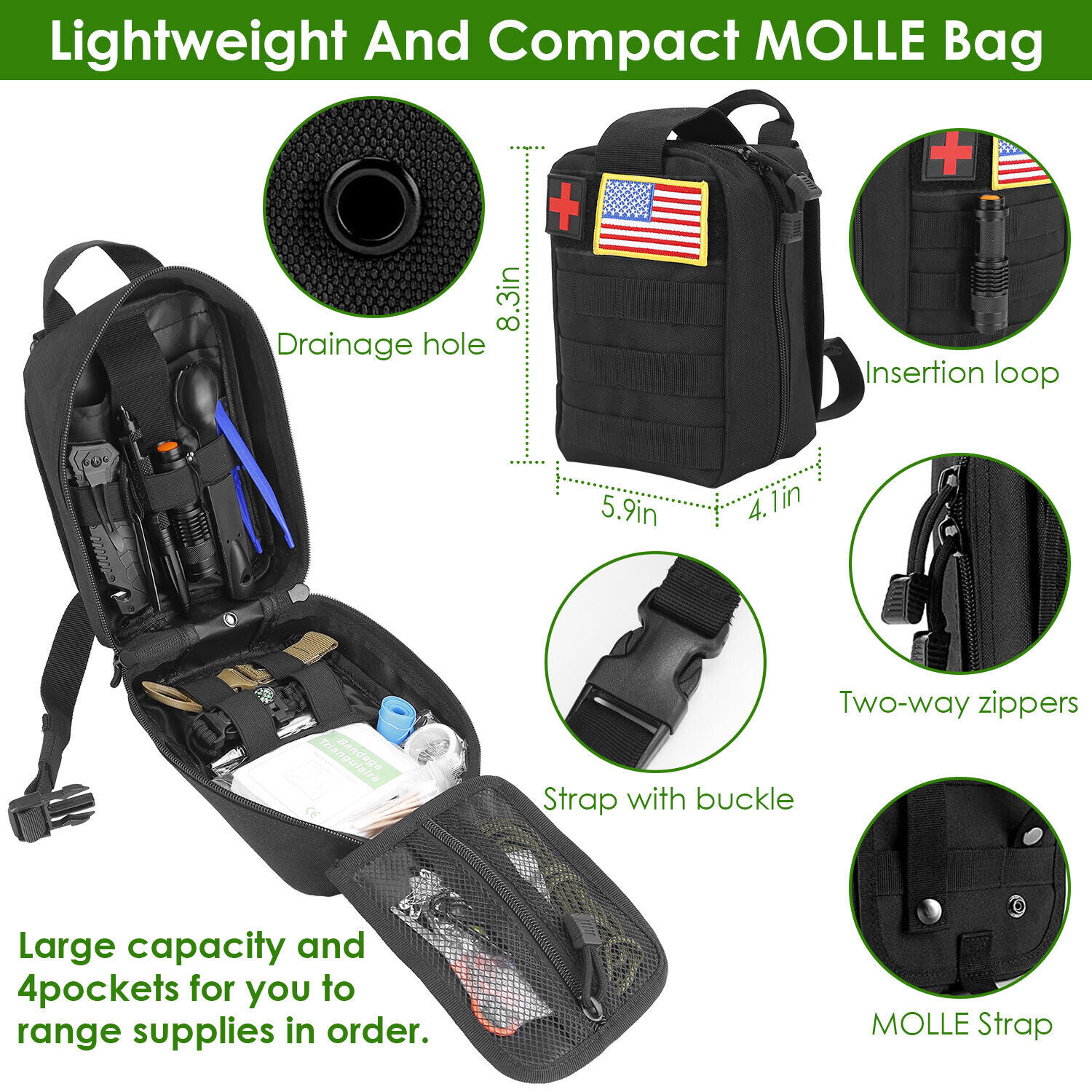 47PCS Emergency Survival Equipment Tool Kit Outdoor Tactical Hiking Camping Aid
