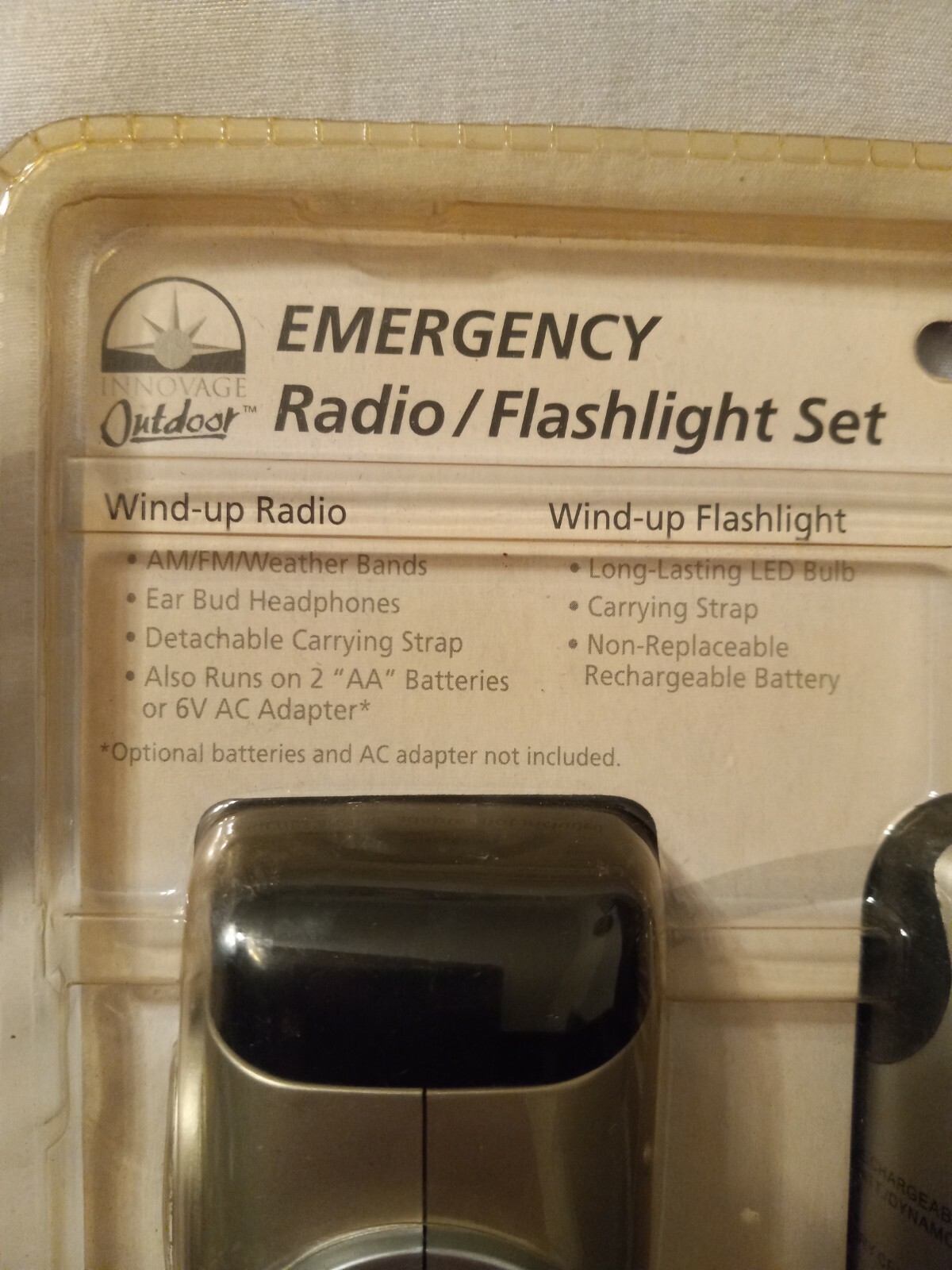 Vintage Innovage Outdoor Emergency Radio / Flashlight Set, New in Package !