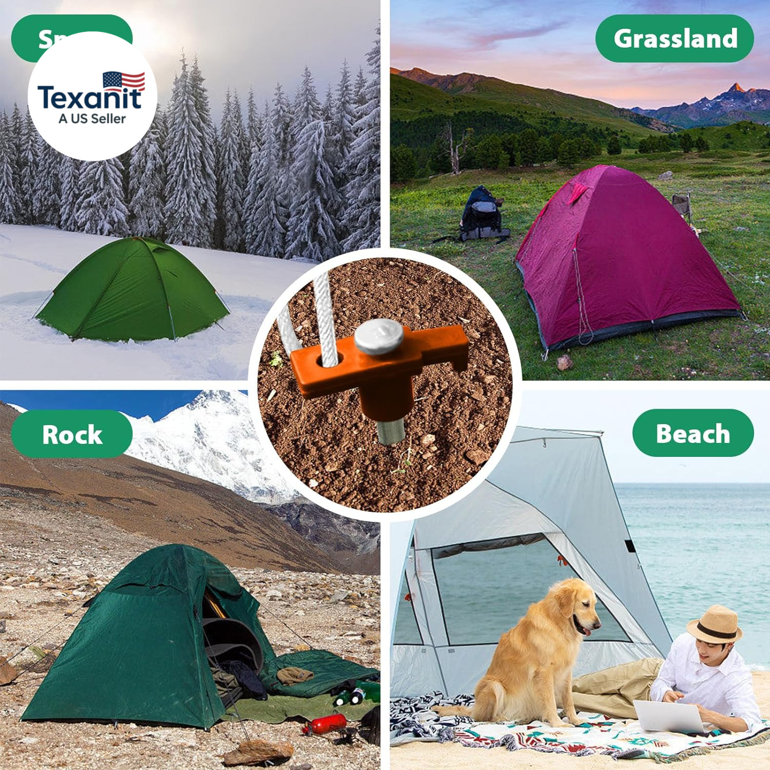USA 10-Pack Secure Protection Galvanized Tent Stakes,Rust-Proof Steel Canopy Anc