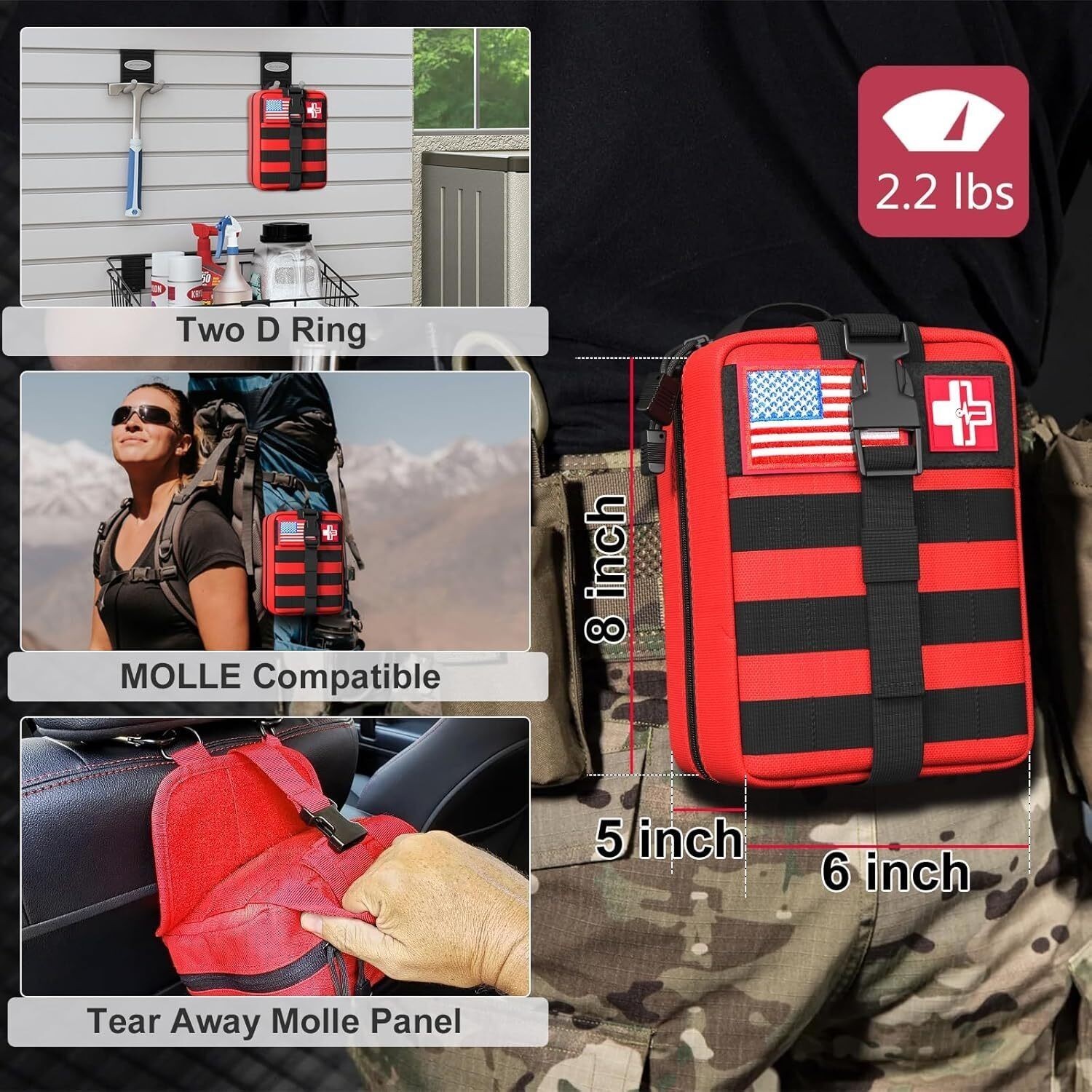 First Aid Kit Survival Gear Outdoor Tactical Gear Set for Camper Travel Hunting