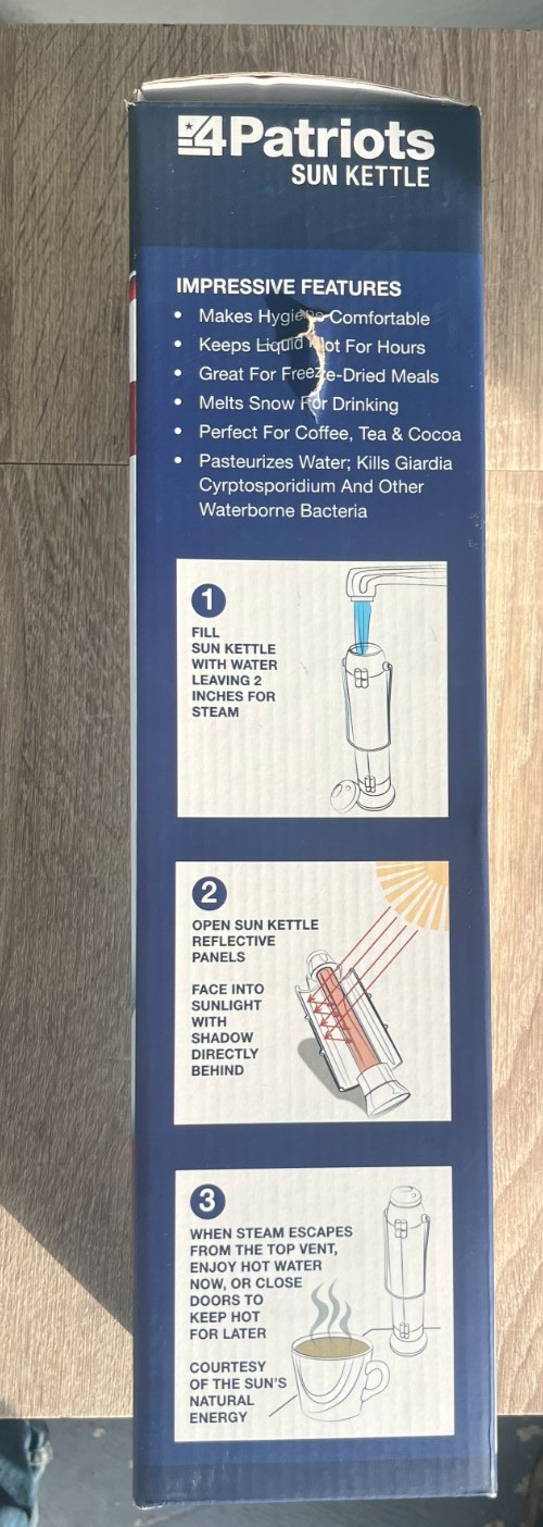 4 Patriots Sun Kettle Solar Water Heater 16.9 Oz – NEW, UNOPENED BOX!
