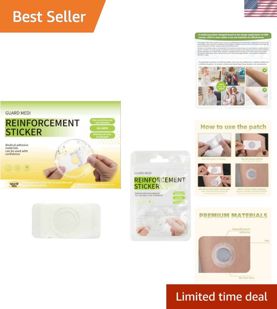 Guard Medi Waterproof & Sweatproof Adhesive Patches for Freestyle Libre 3 – 20ct