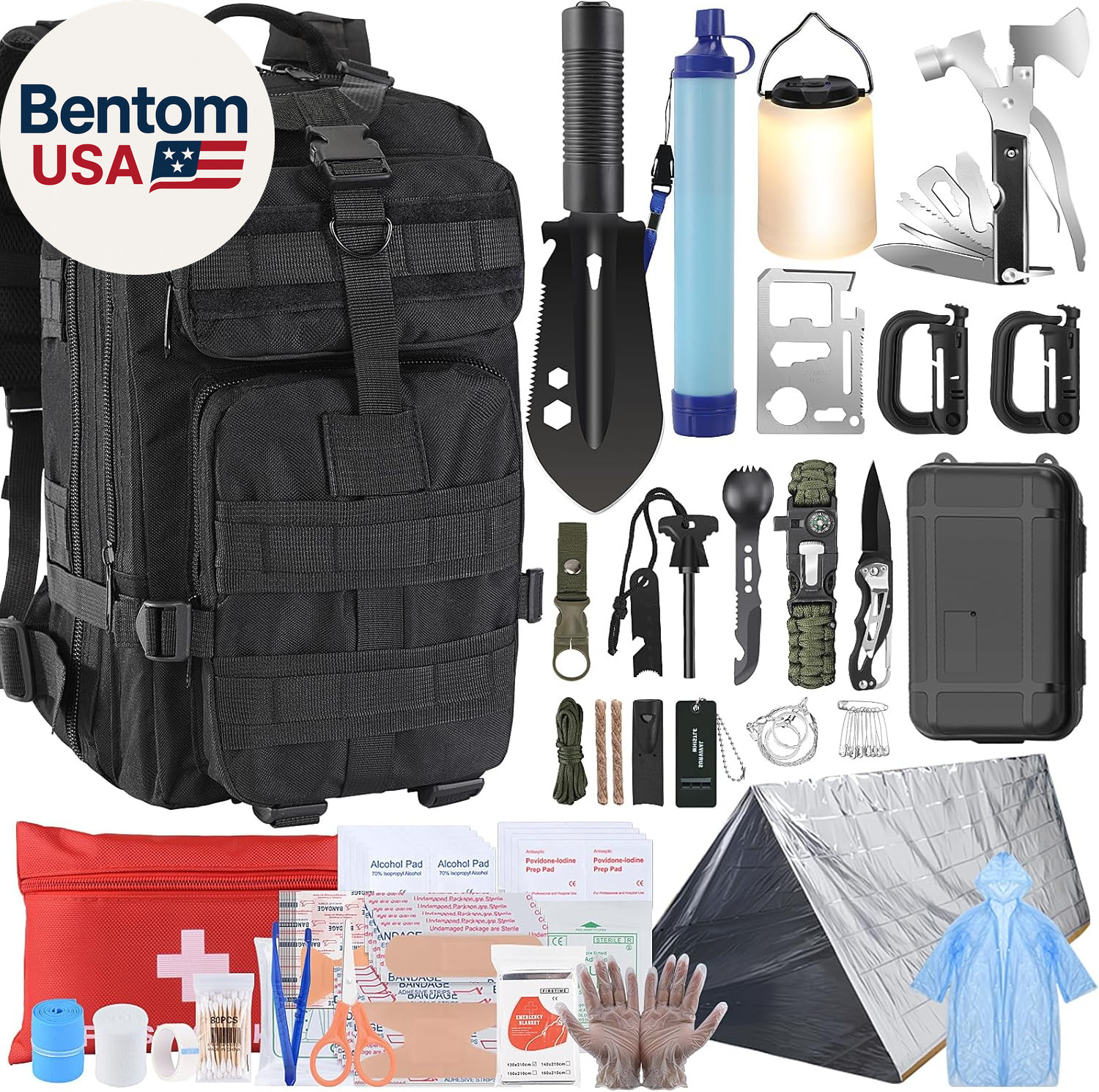 Survival Kit, Survival Gear and Equipment 258 PCS with Water Filter, Emergency T