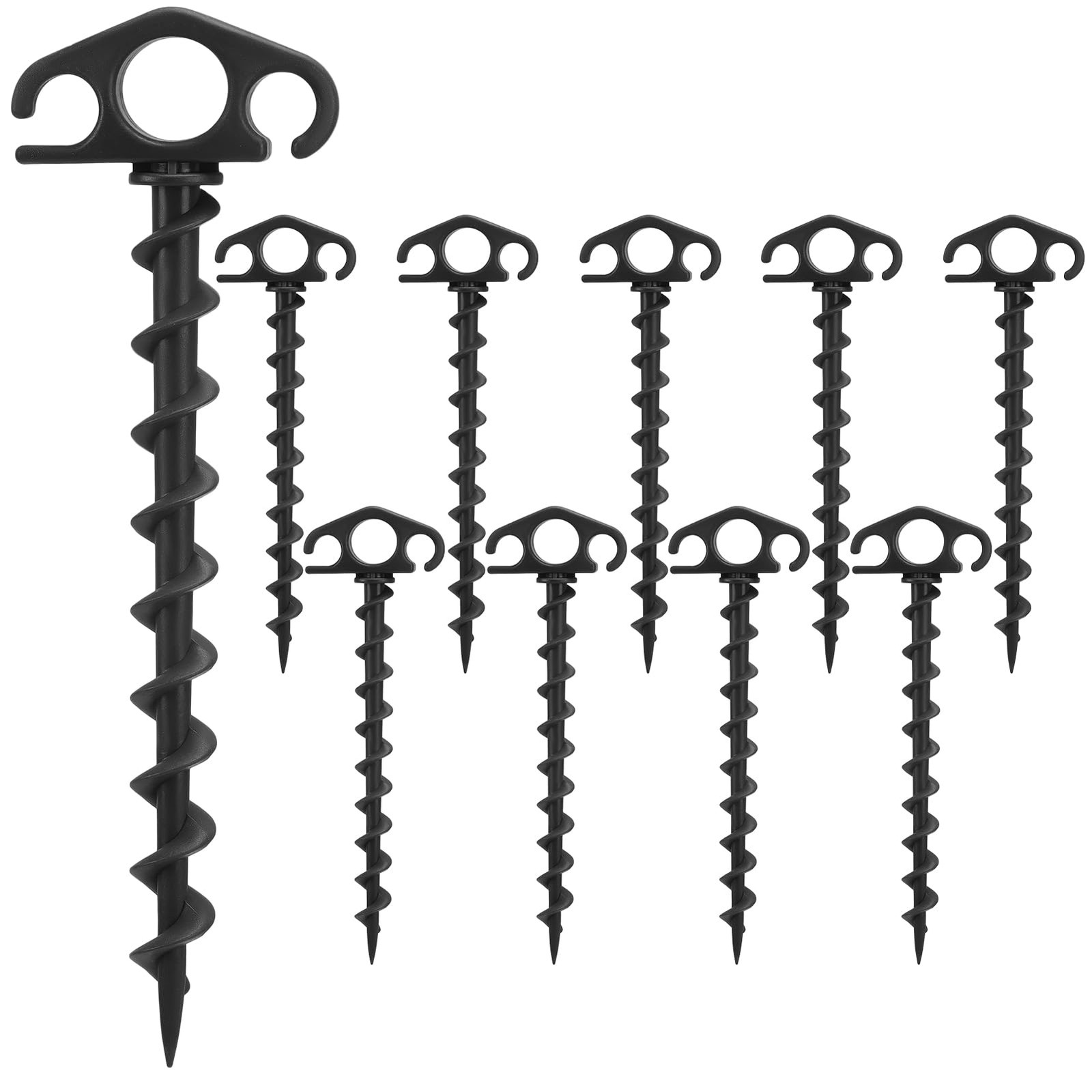 COBARYEN Tent Stakes Ground Anchors Screw in, 10 Pack Sand for Black