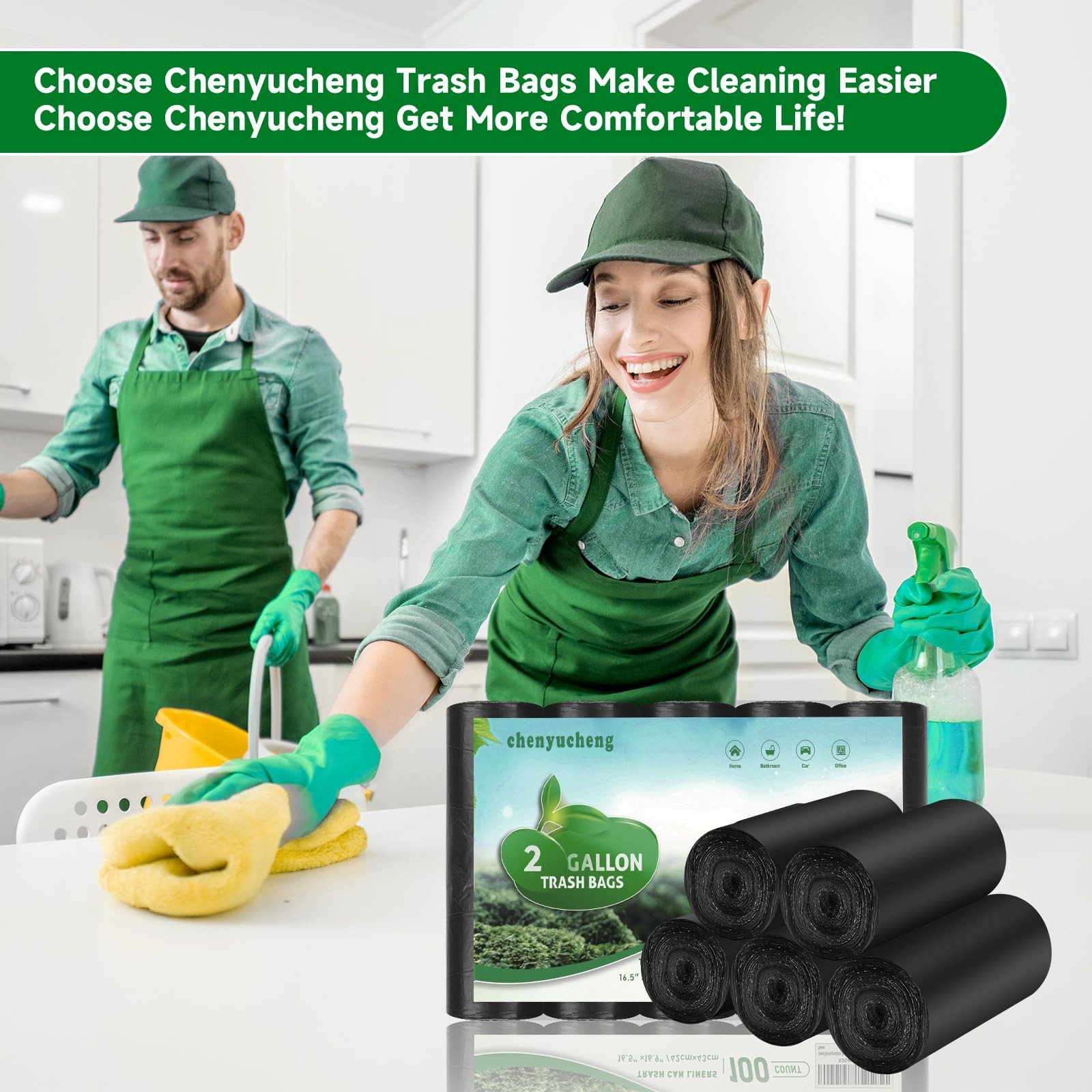 Small Biodegradable Trash-Bags Bathroom 2 Gallon-Black – Mini Garbage Bags Co…