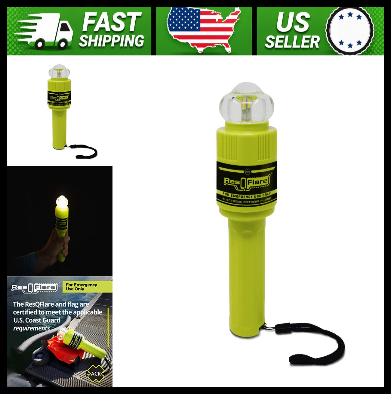 ACR ResQFlare Electronic Distress E-Flare and Flag USCG Approved
