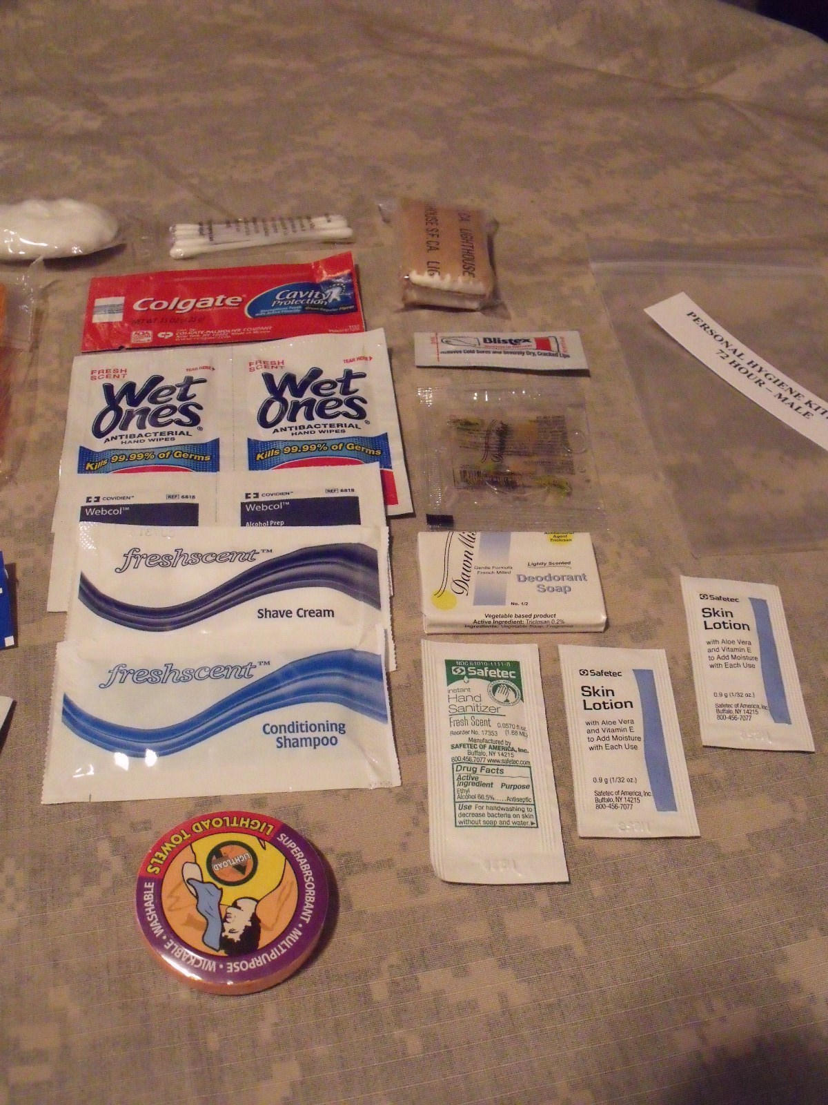 Emergency/Survival Personal Hygiene Kit, Deluxe Male, 72+ Hour 25+ Items