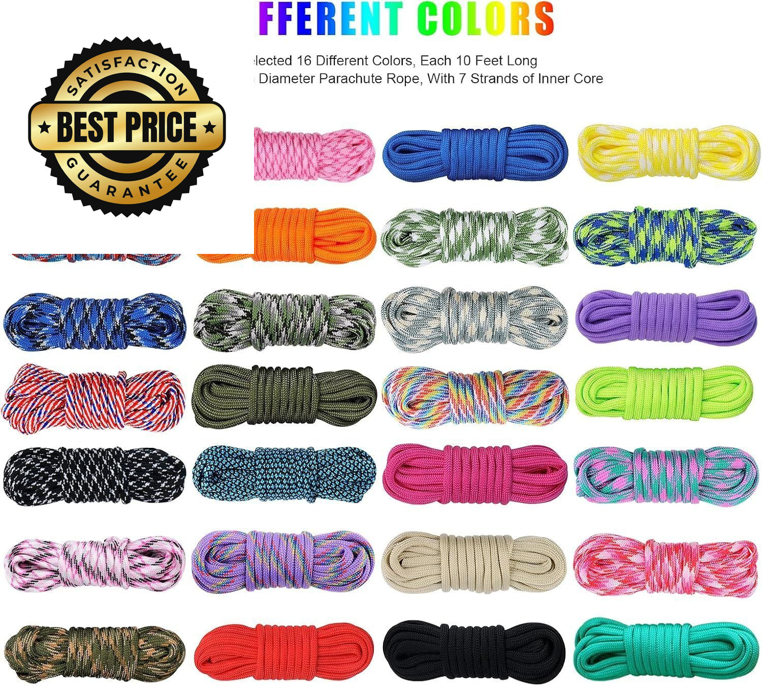 WEREWOLVES 28 Colors Paracord 550 Combo Crafting Kits with 28 Colors-lucky