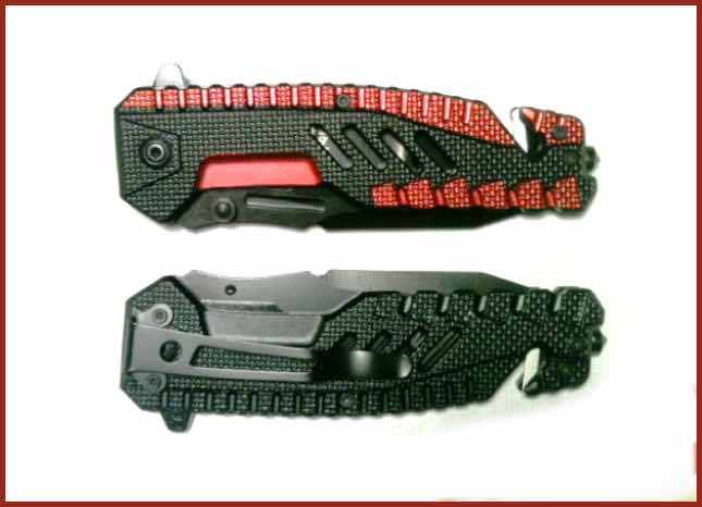 Tactical Spring Assist Knife Red – Survival Mylar Blanket and Sleeping Bag