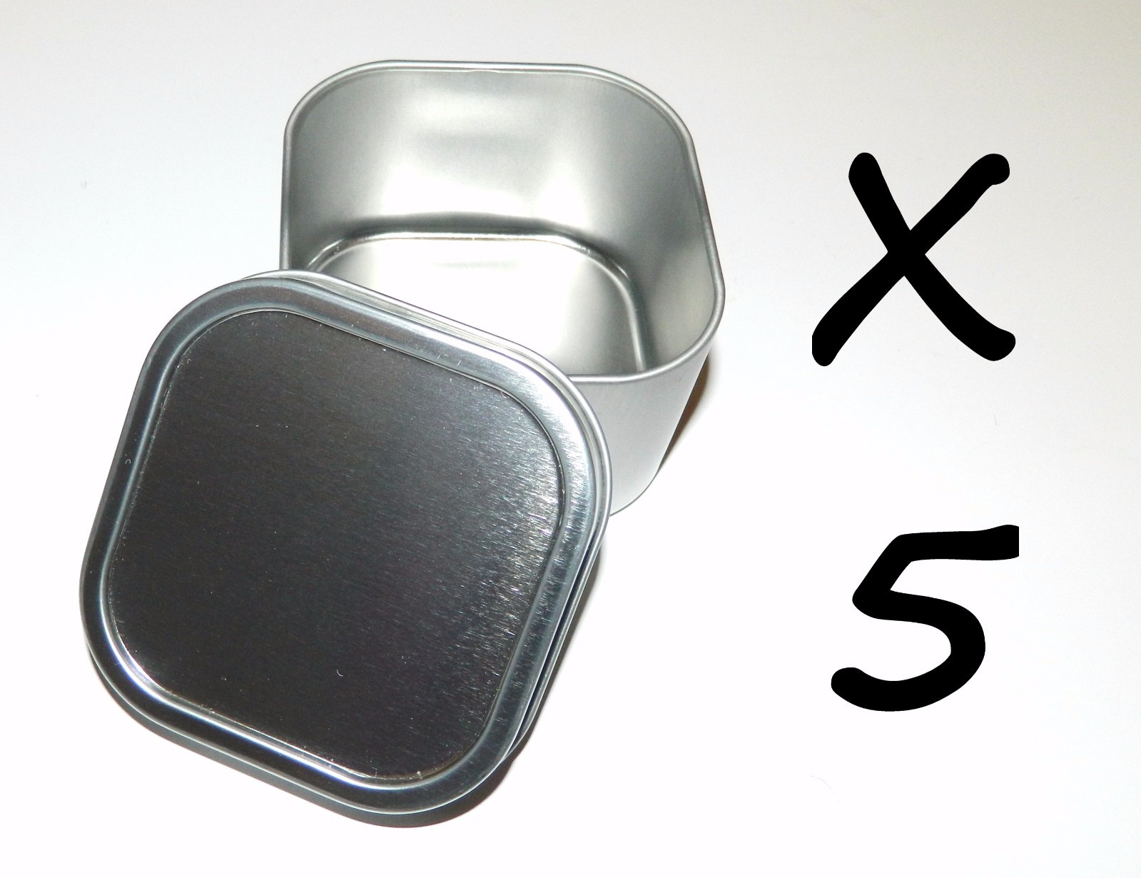 5 X 8-oz Square Slip On Lid Survival Metal Tin Can Container Box Kit Crafts Use