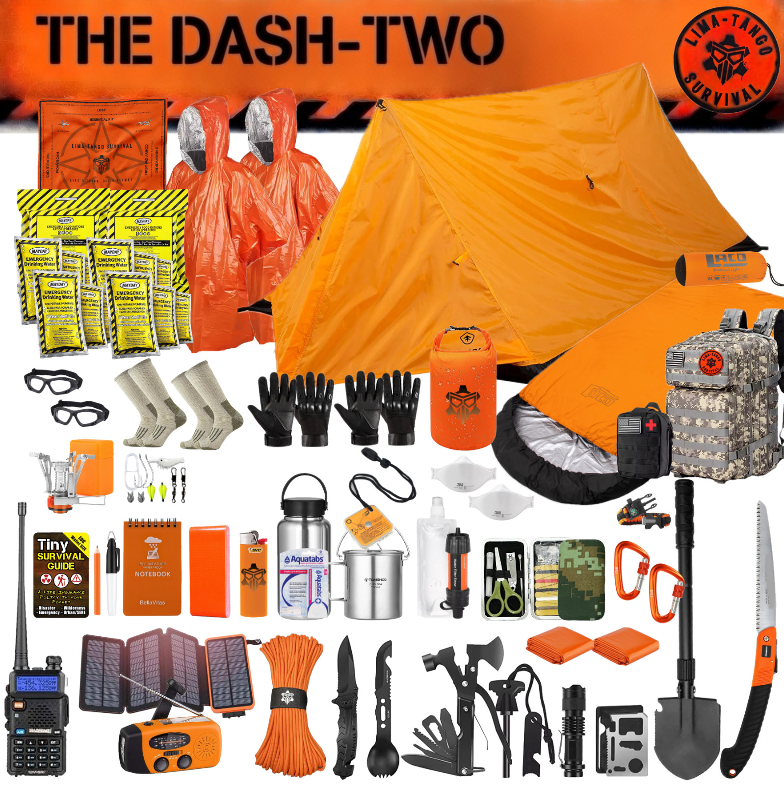 Emergency / Survival Kit / Bug Out Bag / Tactical Backpack / Two-Man 72+ Hours