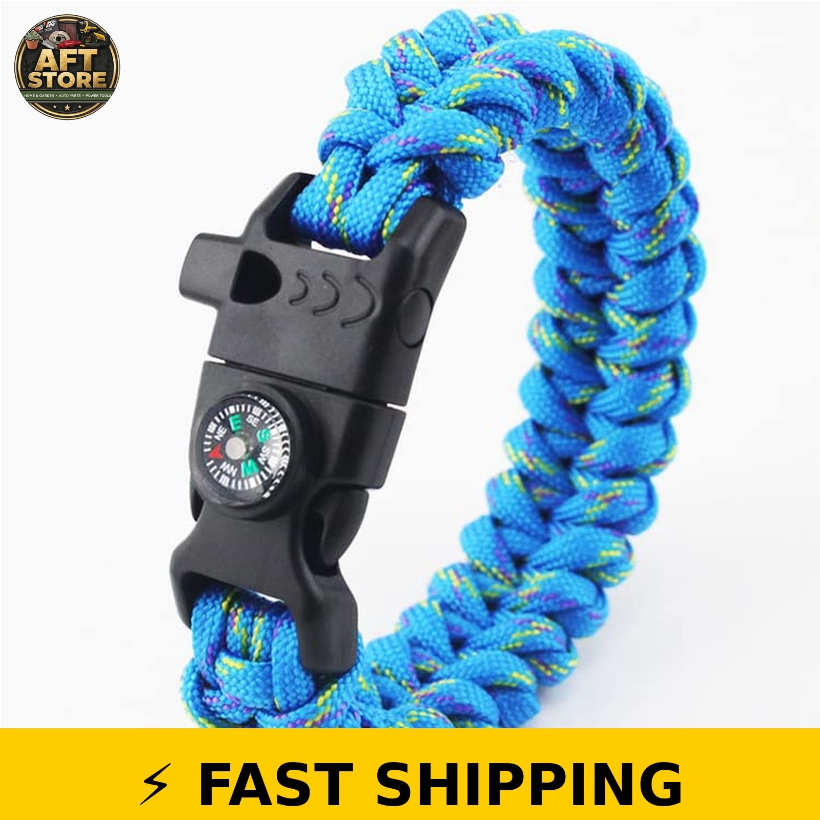 CooBigo 12pcs Mix Color Compass Fire Starter Whistle Buckle Set