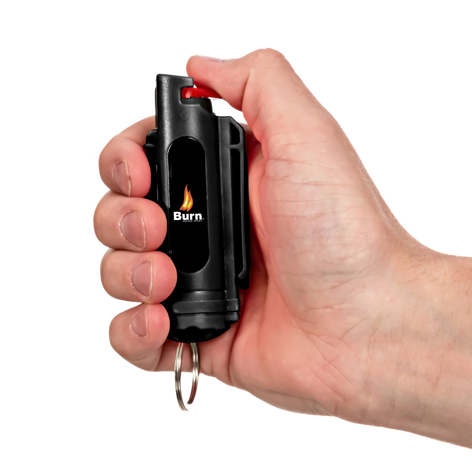 BURN Pepper Spray 1/2oz Self Defense Keychain Case Molded OC Black