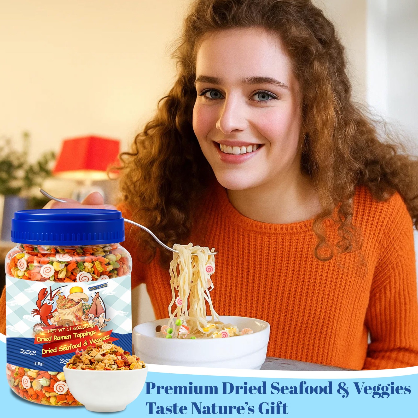 11.6oz Dried Ramen Toppings – 11 Mixed Dehydrated Seafood & 11.6 ounces