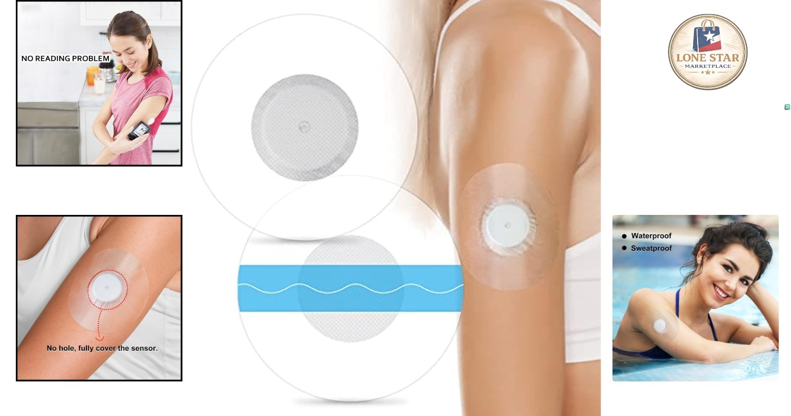 60-Pack Waterproof Libre Sensor Covers – Latex-Free Adhesive for Comfort