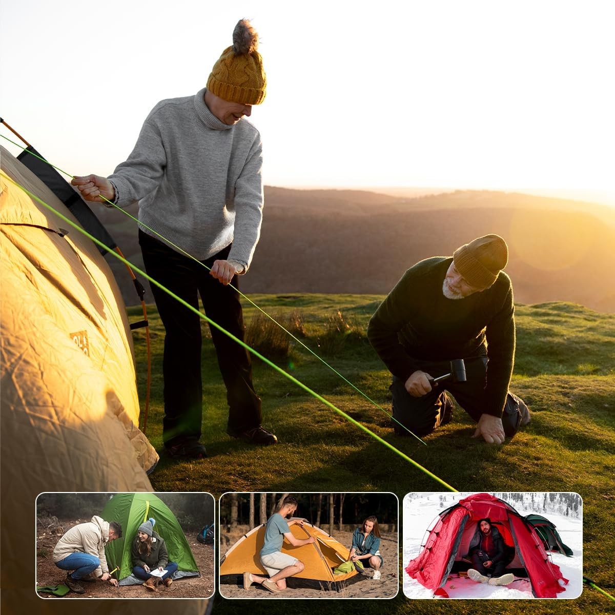 Keovoker 12 Pack Tent Stakes, 7-inch Ultralight Aluminum Ground Pegs with Red
