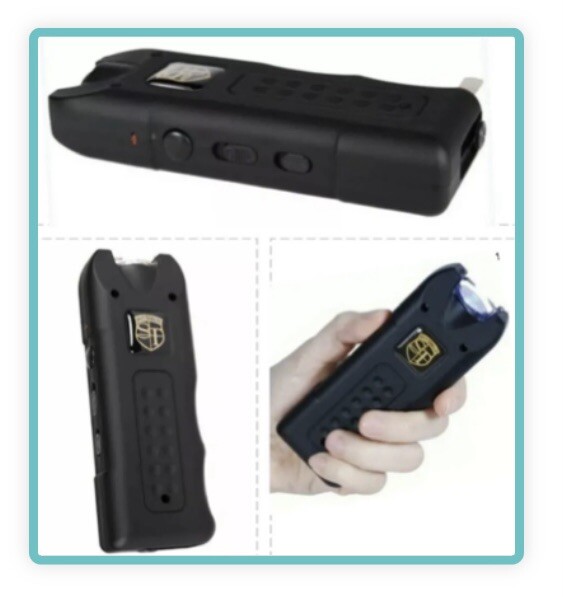 Rechargeable LED Flashlight Electric Shock Stun Gun Women Self Defense ALARM BLK