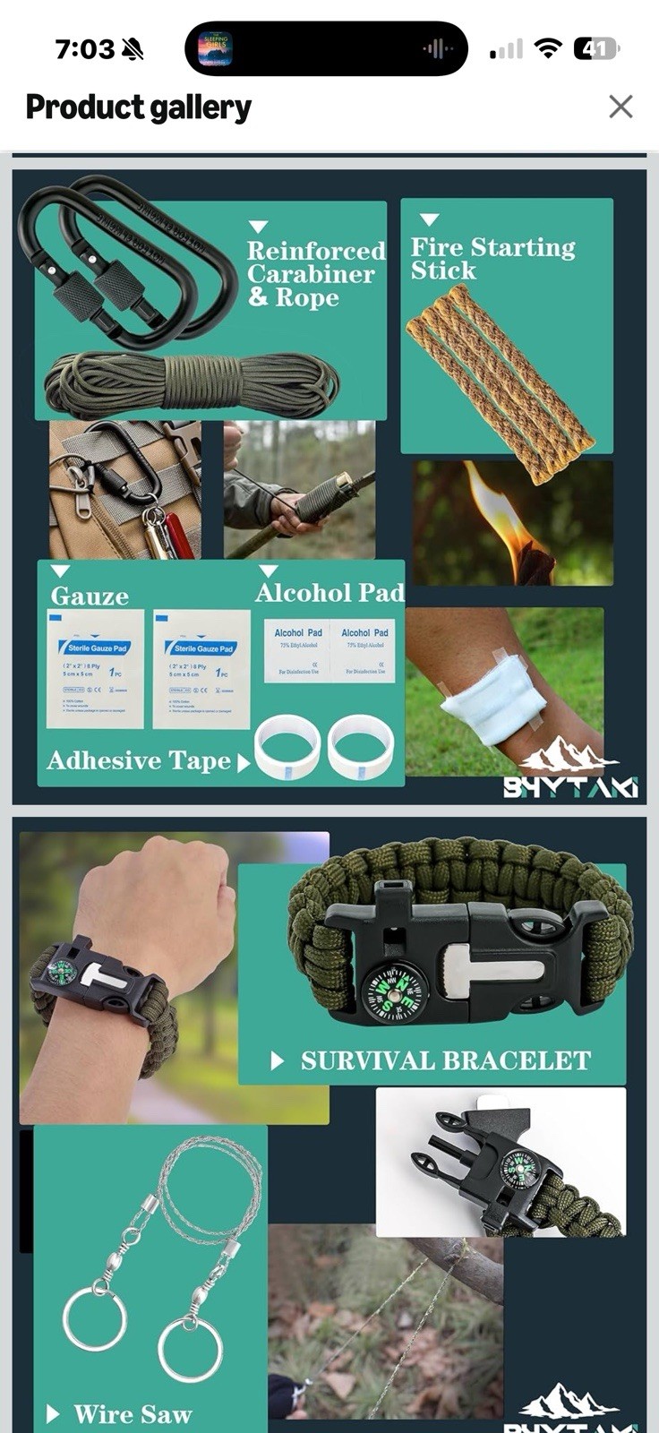 Emergency Survival Kit 50 Pieces Hiking Camping