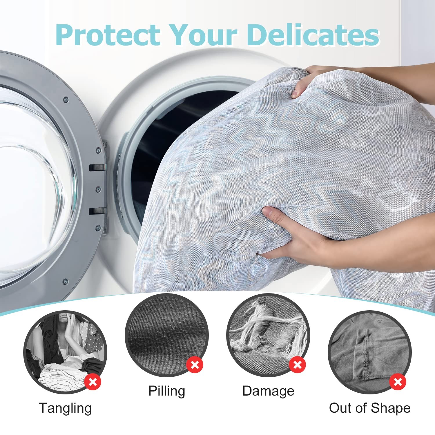 OTraki Large Mesh Laundry Bags 24×32 inch Hanging 24 x 32 inch, White