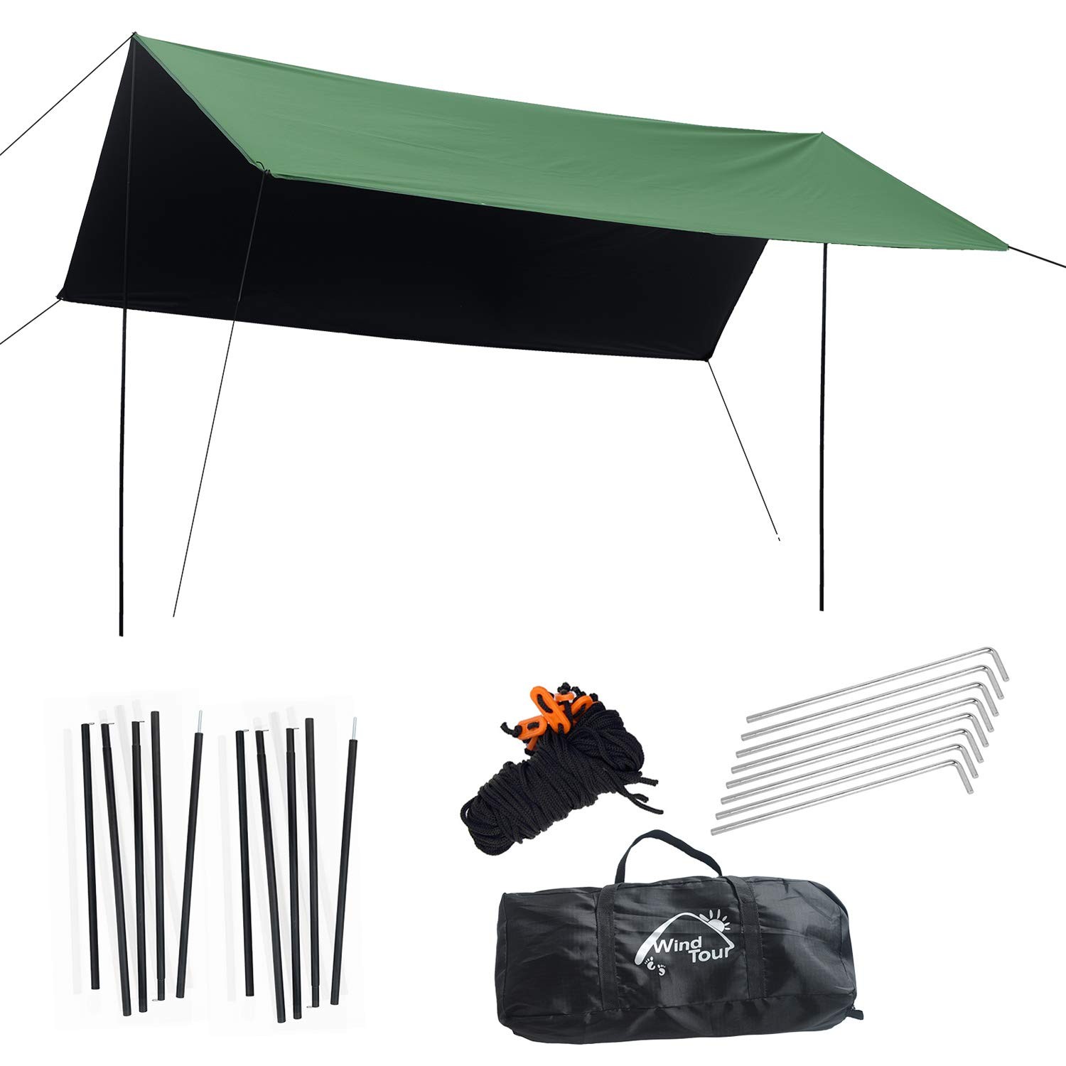 Wind Tour Portable Multifunctional Outdoor Camping 118×118 inches, Green