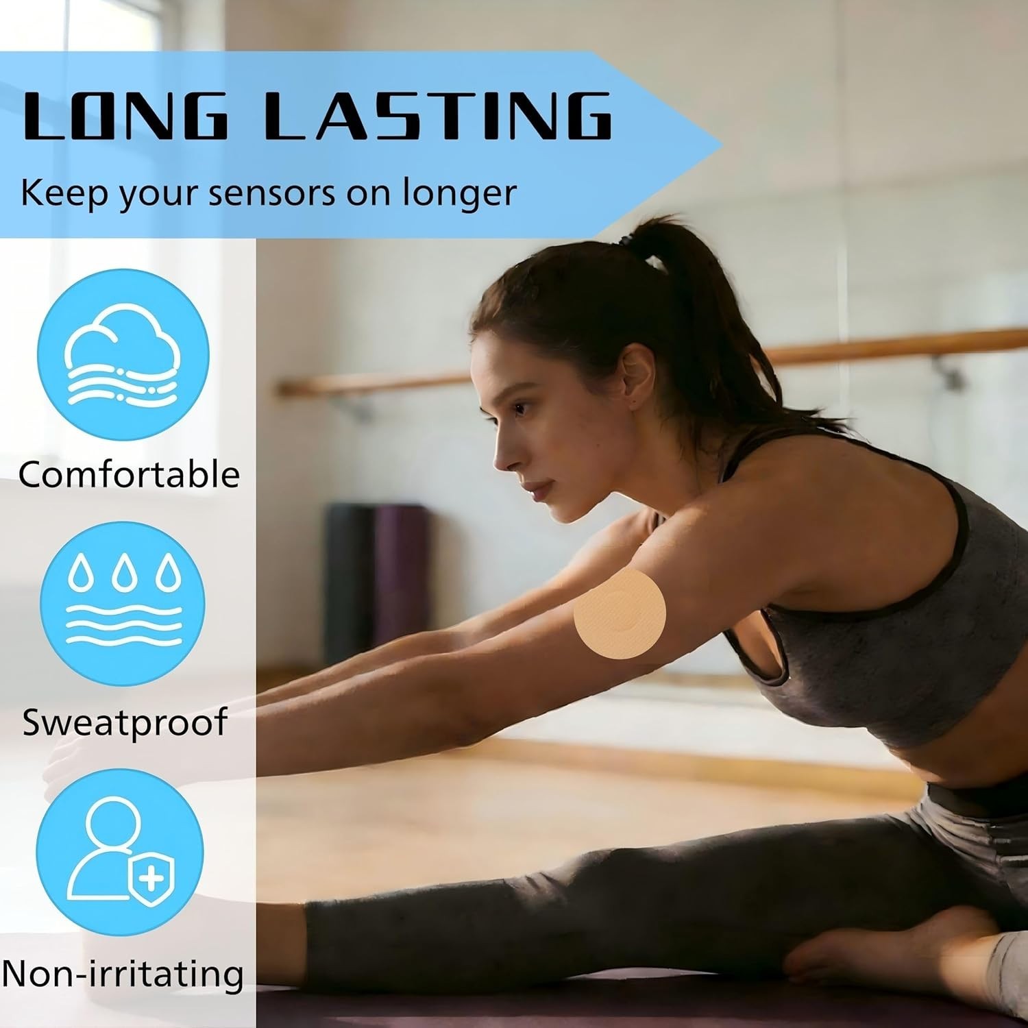 20 Pack Libre 3 Waterproof Breathable Sensor Patches No Glue Center