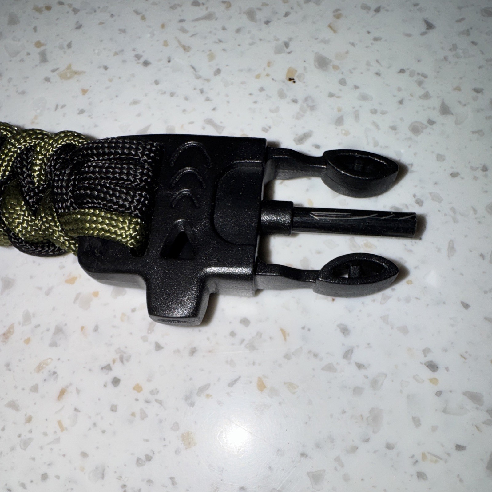 Black Olive Green Paracord Survival Bracelet Compass Fire Starter Whistle 9 Inch